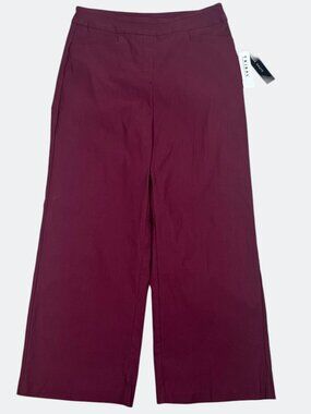 Tribal Pants Women 8 Red Wine High Waist Wide Leg Comfort Stretch Faux Pockets